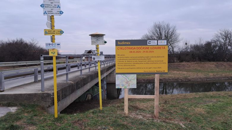 Obmedzenie: Uzávera cyklotrasy Jurava medzi Seneckou cestou a mostom Vajnory